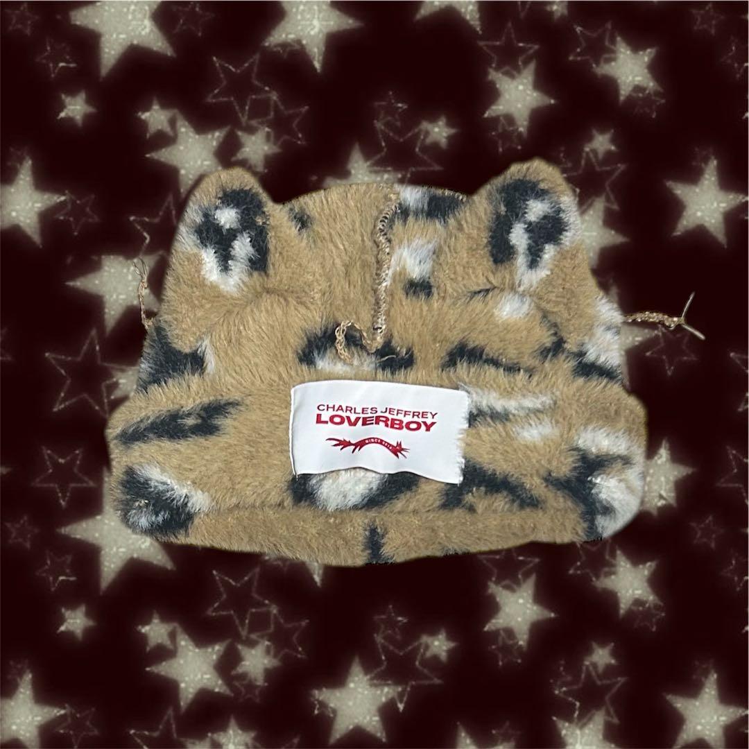 正規品 CHARLES JEFFREY LOVERBOY ヒョウ柄ニット帽 CHARLES JEFFREY LOVERBOY（チャールズジェフリーラバーボーイ