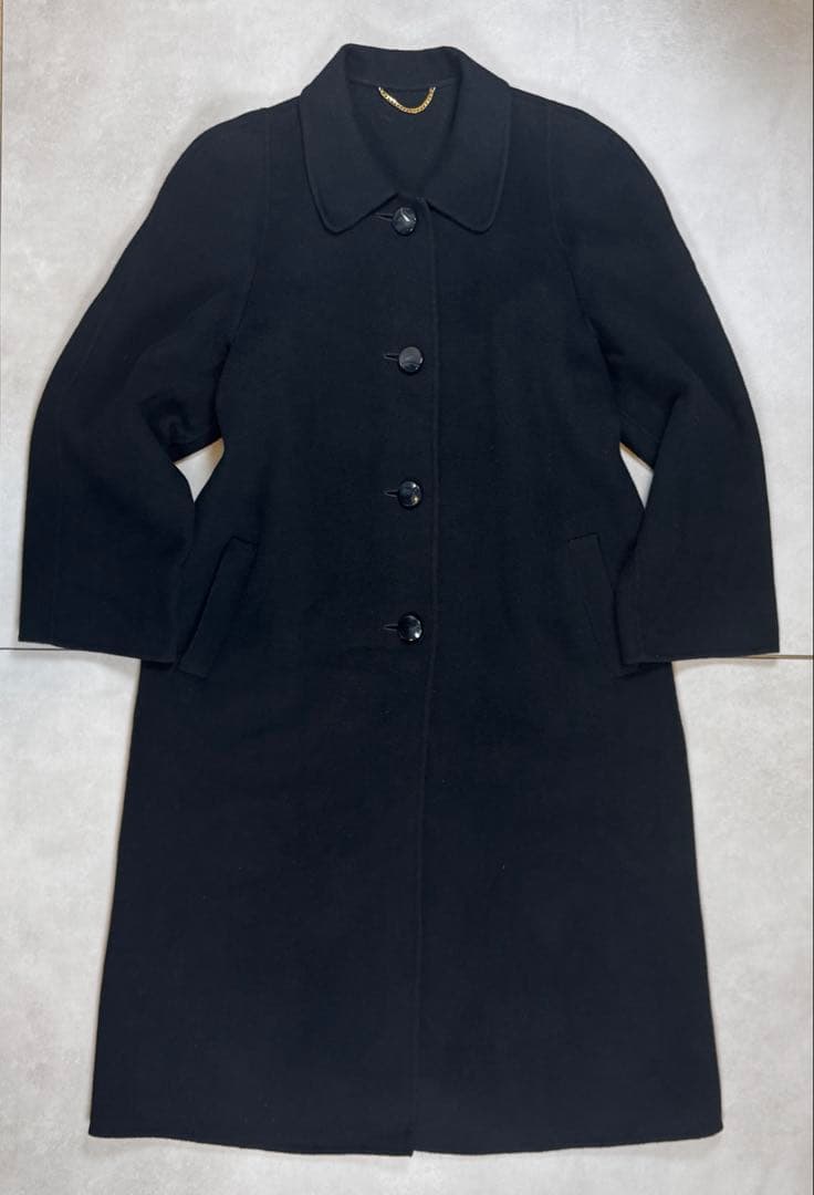 カシミヤ ロングコート 裏地デザイン柄 ウール 黒 カシミヤ コート レディース カシミヤ100% ロングコート チェスター