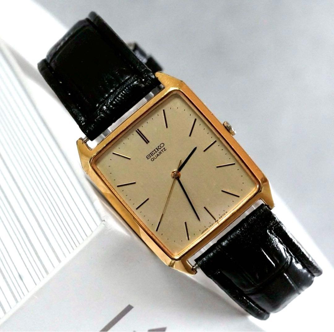 SEIKO セイコー レクタンギュラー 3針 メンズ 腕時計 クォーツ