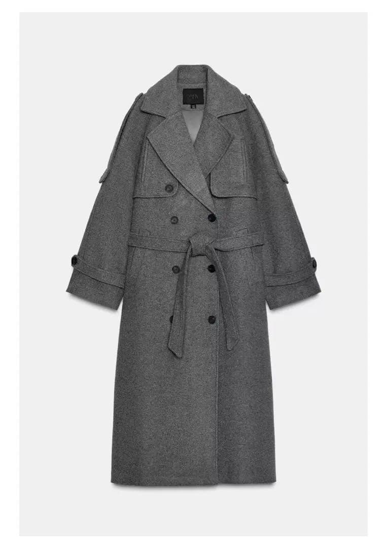 ZARA ダブルブレストコート ベルトとループ付き　M ZARA ダブルブレストコート ベルトとループ付き M｜Yahoo!フリマ（旧