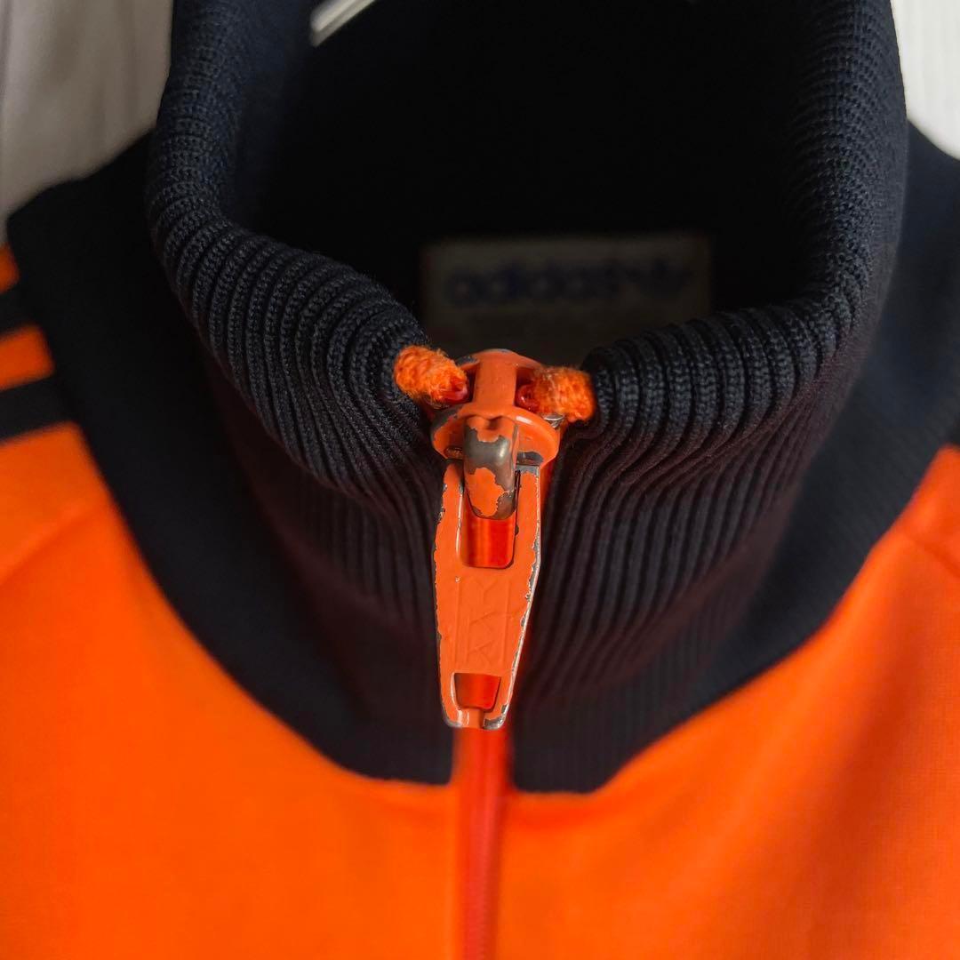 超希少】アディダス☆デサント 刺繍ロゴ トラックジャケット オレンジ 5号