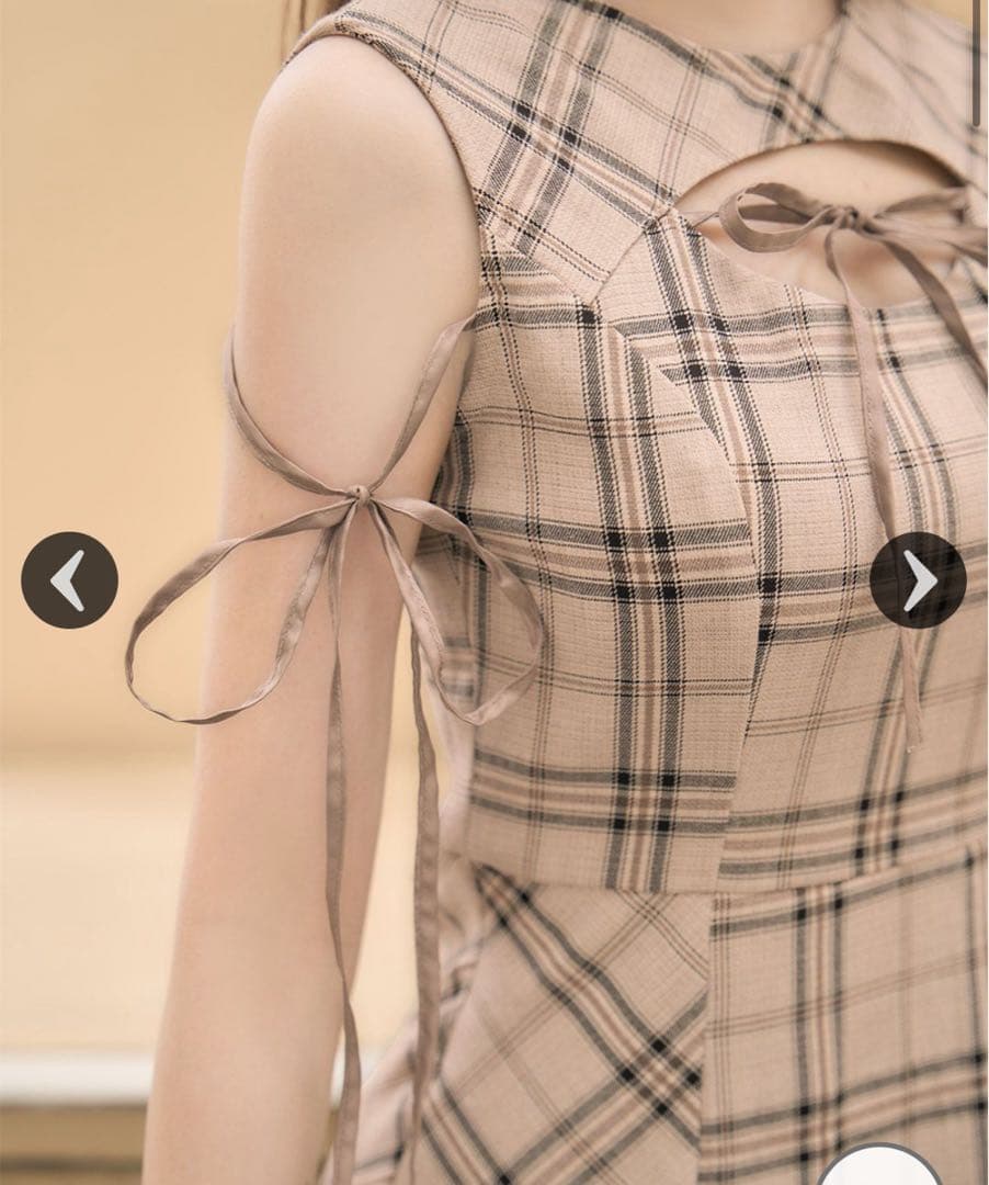 フロントオープンチェックミニワンピXS♡完売品♡ミシェルマカロン