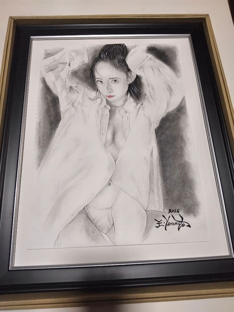 裸婦、美人画、絵画4F、Yシャツ山本英二、真作、肉筆、新品額縁、1点物、高塚省吾 裸婦、美人画、絵画、8切、瞳の先。山本英二、真作、肉筆、額縁、高塚