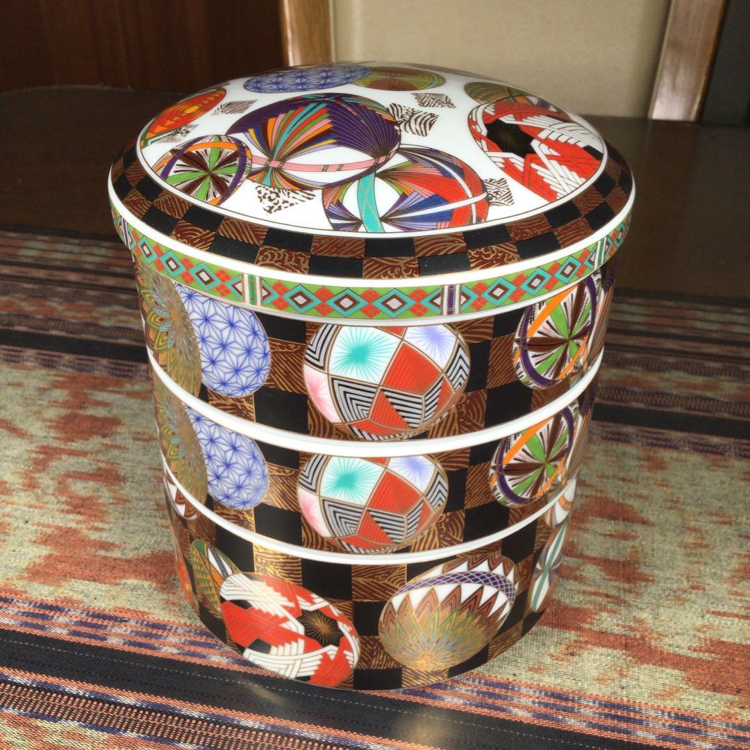 冬うー特価』 美濃焼 庫山窯 手鞠 金彩 三段重 - メルカリ
