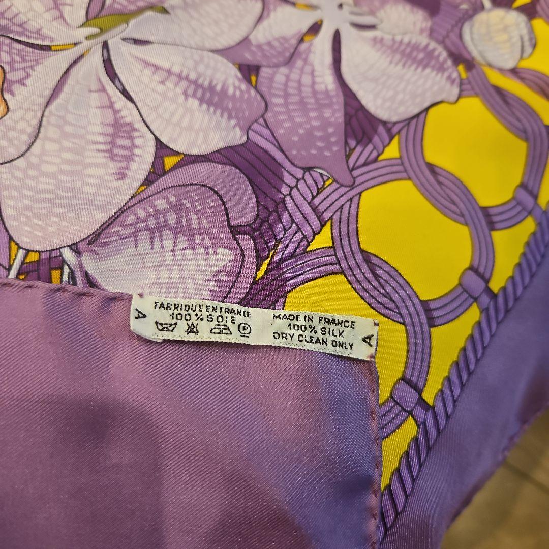 HERMES エルメス スカーフ シルク カレ90 花柄 胡蝶蘭 オーキッド