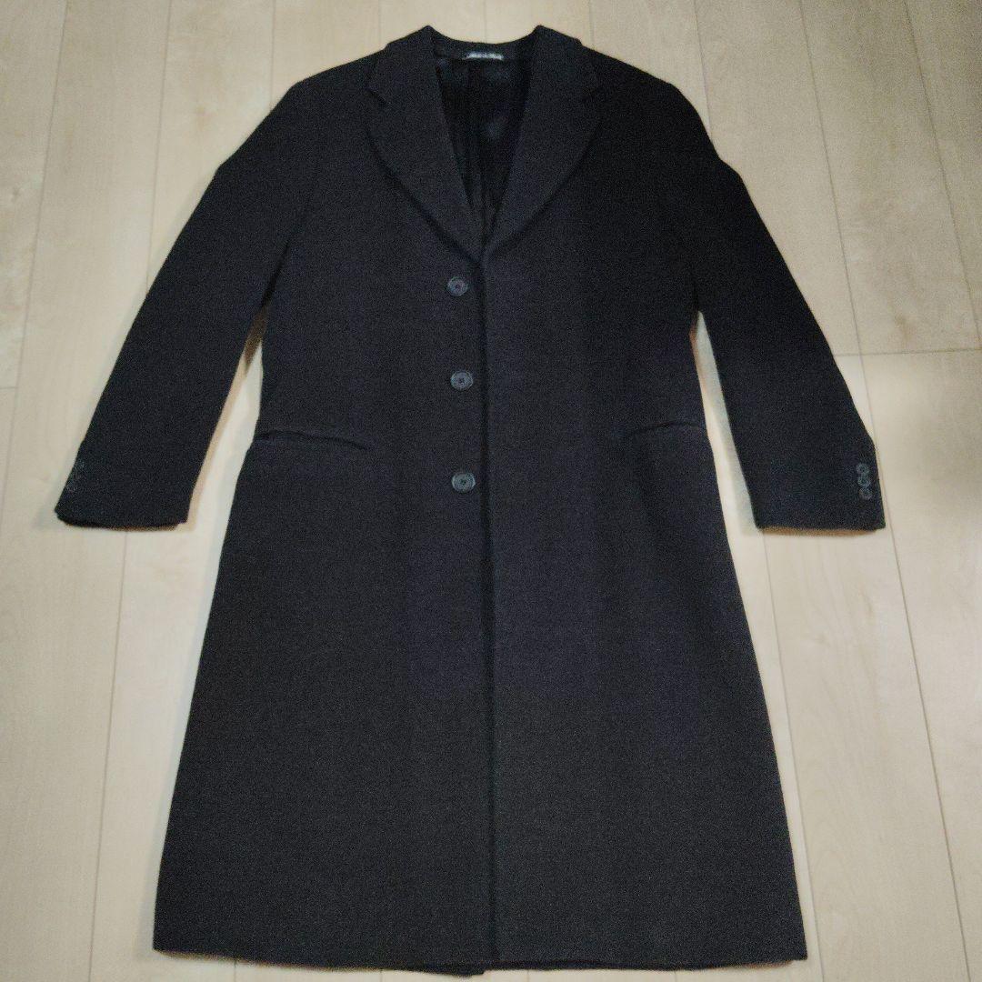 美品 ジョルジオアルマーニ メンズ チェスターコート 黒っぽいグレー GIORGIO ARMANI ジョルジオアルマーニ カシミヤチェスターコート