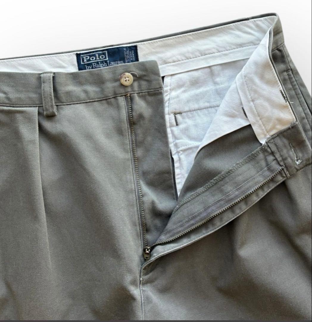 90s ポロ ラルフローレンW32 グレーカーキ ポロチノ アンドリュー