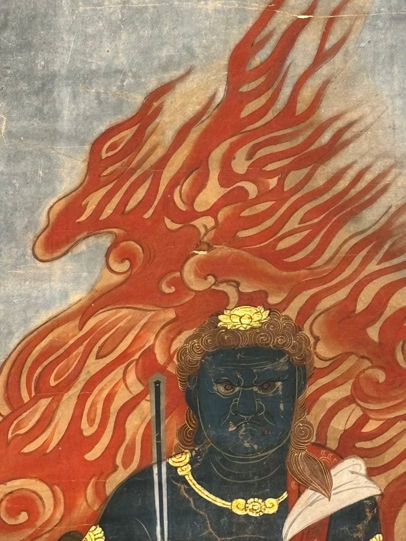 不動明王像」江戸時代初期〜中期頃筆 1枚|真言宗 仏画 仏教美術和本浮