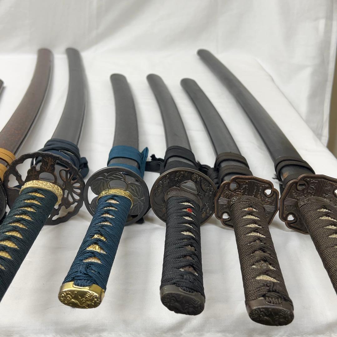 傷あり】B 模造刀 10本 まとめ 透かし鍔 太刀鍔 太刀 脇差 白鞘