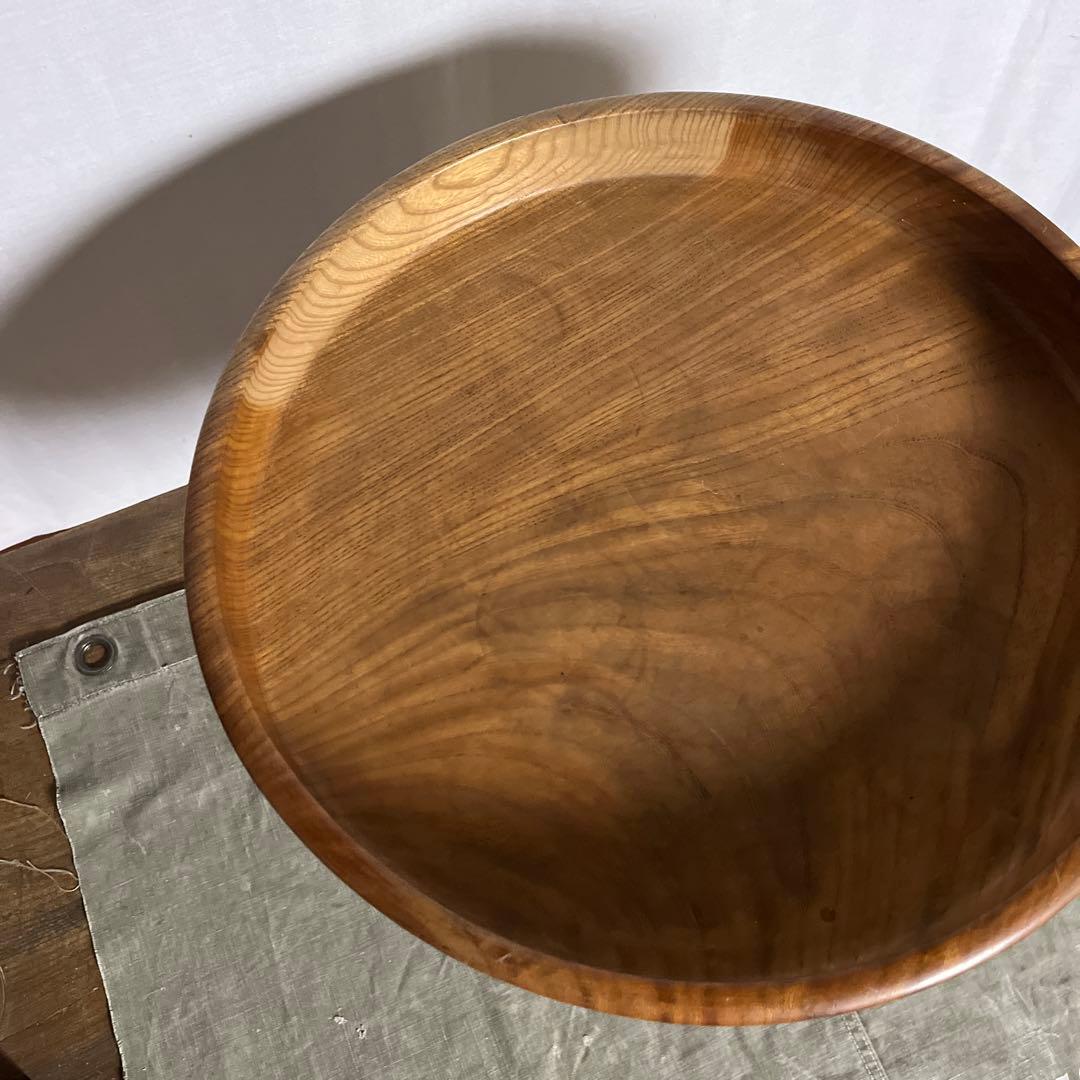 古雑貨アンティーク品◾️木製無垢材 大きなサイズ 木製コンポート皿