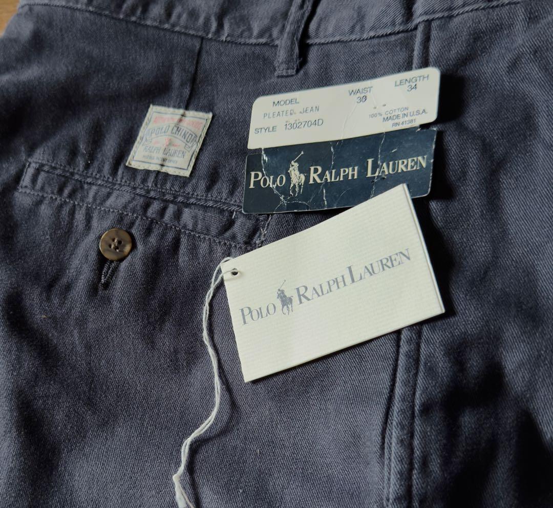 90s ラルフローレン　チノパン ポロチノUSA製 希少　美品　裾上げ済み Deadstock 90's USA製 Polo Ralph Lauren 2Tuck Chino Pants W30