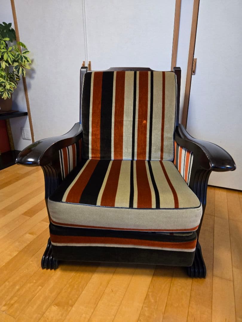 5/11最終お値下げ☘️モリシゲ ヴィンテージストライプチェア 一人掛け