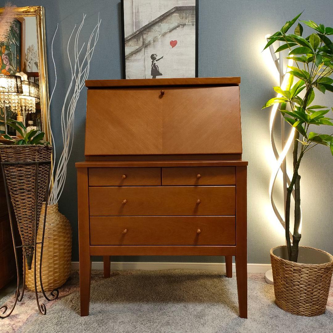 【希少】マルニ木工 ヴィンテージ ライティングビューローデスク キャビネット 北欧ヴィンテージ ライティングビューロー チェスト 机 デスク ブック