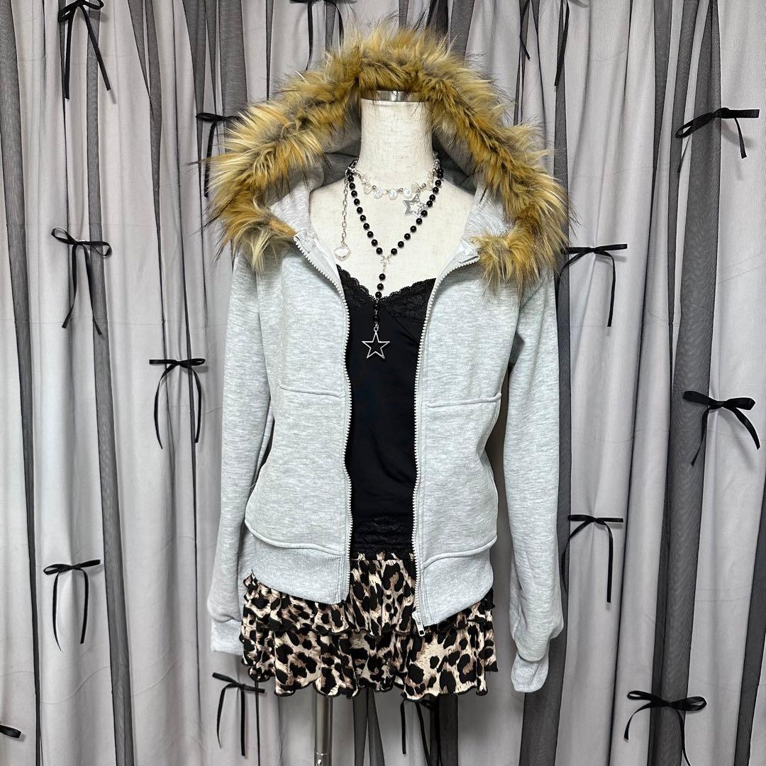 00s 平成ギャル y2k ファー付き パーカー フェアリーグランジ - メルカリ
