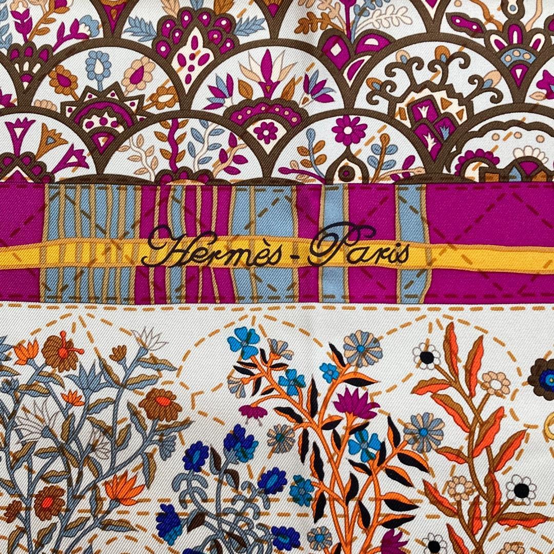 エルメス スカーフ カレ90 プロヴァンスの花刺繍 Provence シルク