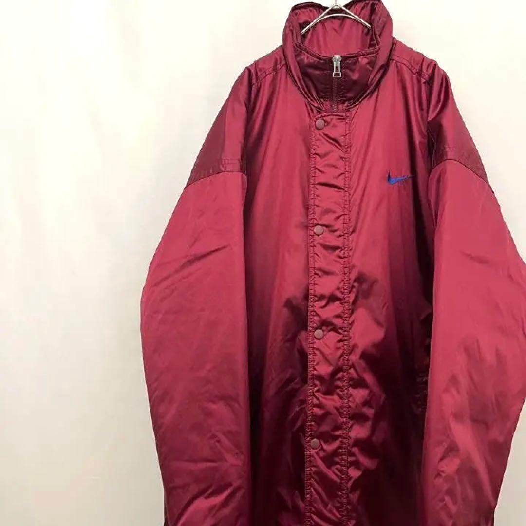 NIKE】 ナイキ ベンチコート 90s 銀タグ 刺繍 ダウン ワインレッド
