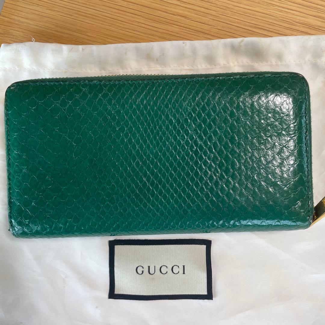 GUCCI グッチ ホースビット パイソン 長財布 グリーン 希少 緑 日本