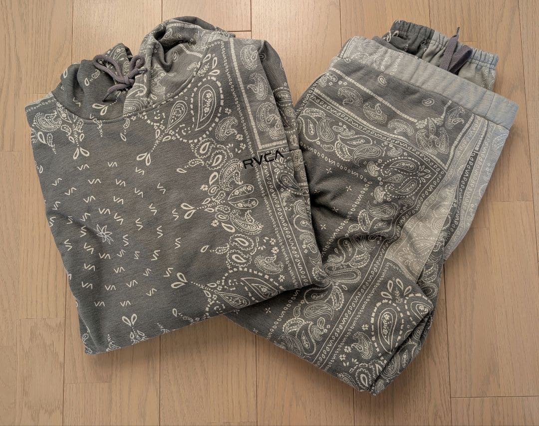 RVCA セットアップパーカー　スウェット　撥水・防水　L ペーズリー RVCA ルーカ スウェット セットアップ パーカー パンツ メンズ