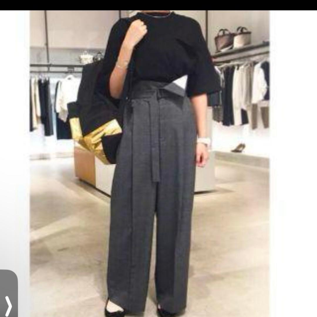 ENFOLD エンフォルド★ハイウエスト　グレンチェックワイドパンツ　レイヤード ENFOLD(エンフォルド)｜T/Wグレンチェック ベルトワイドストレートTR