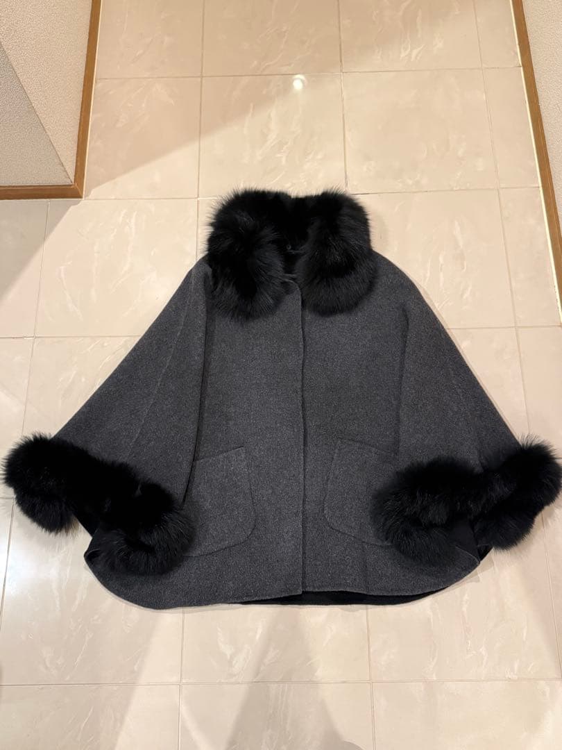 ファーウールカシミヤポンチョ　ウールポンチョコート ca2022-1.jpg