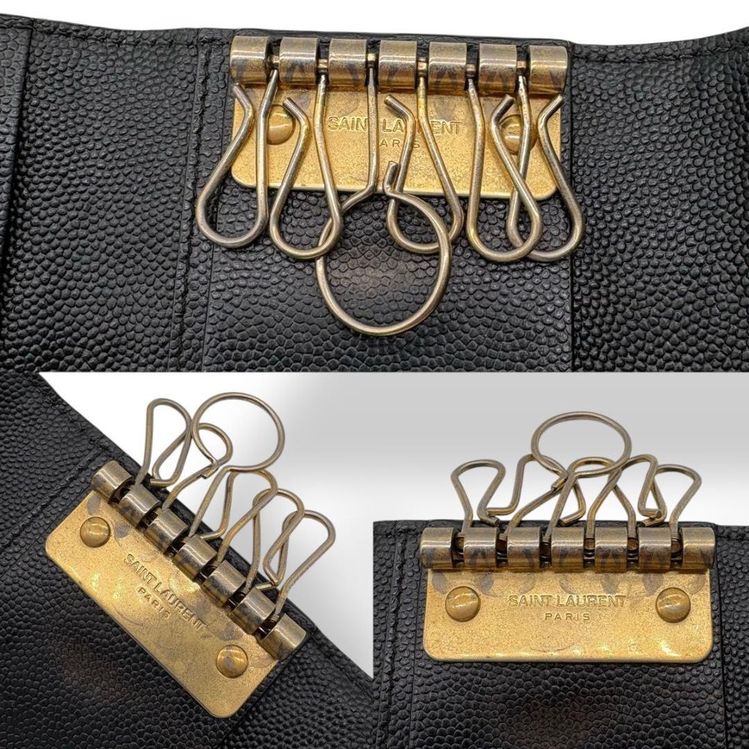 美品 イヴサンローラン YSL 6連キーケース キャビアスキン