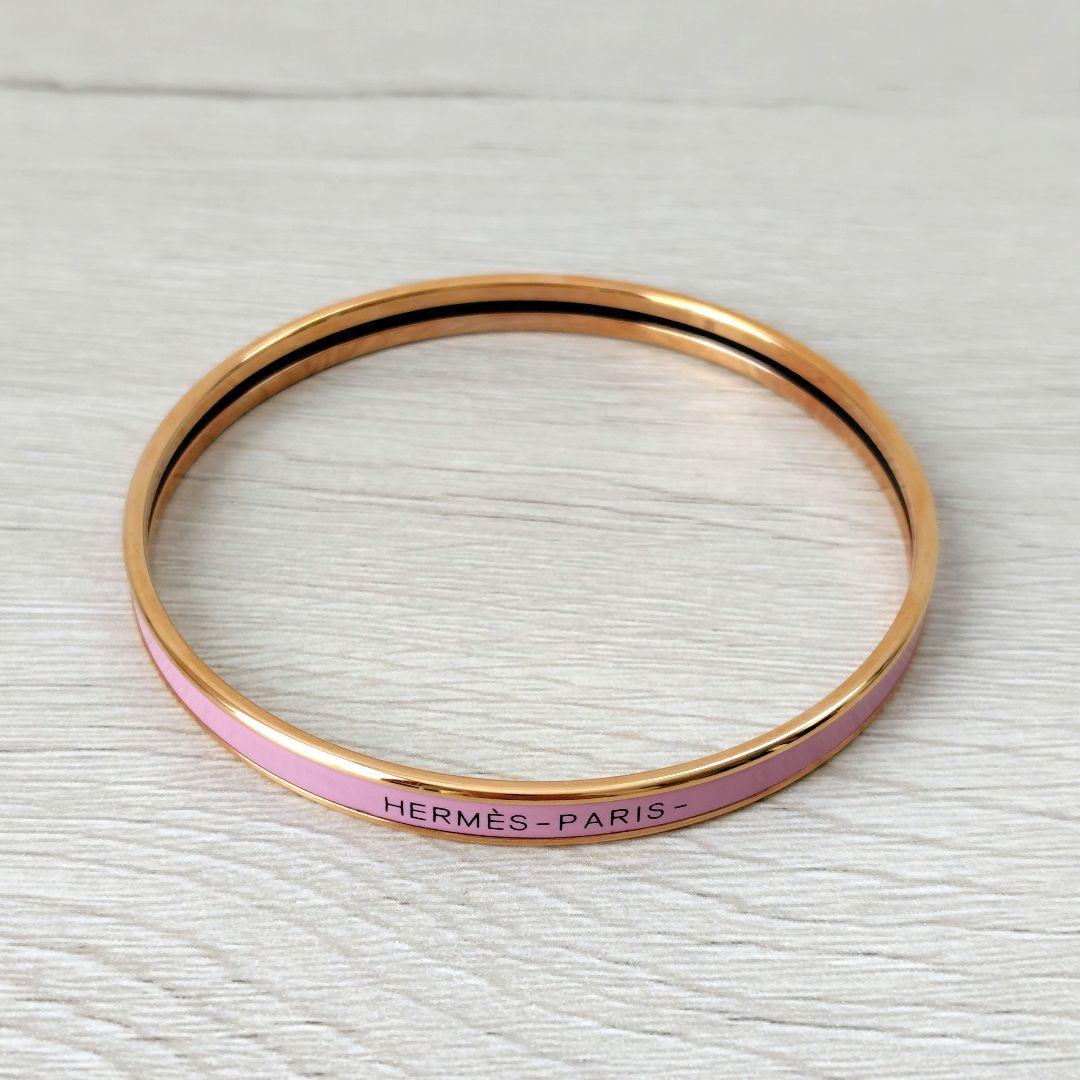 HERMES　エナメルブレスレット《ユニ》ローズ・ボーテ　サイズS　バングル