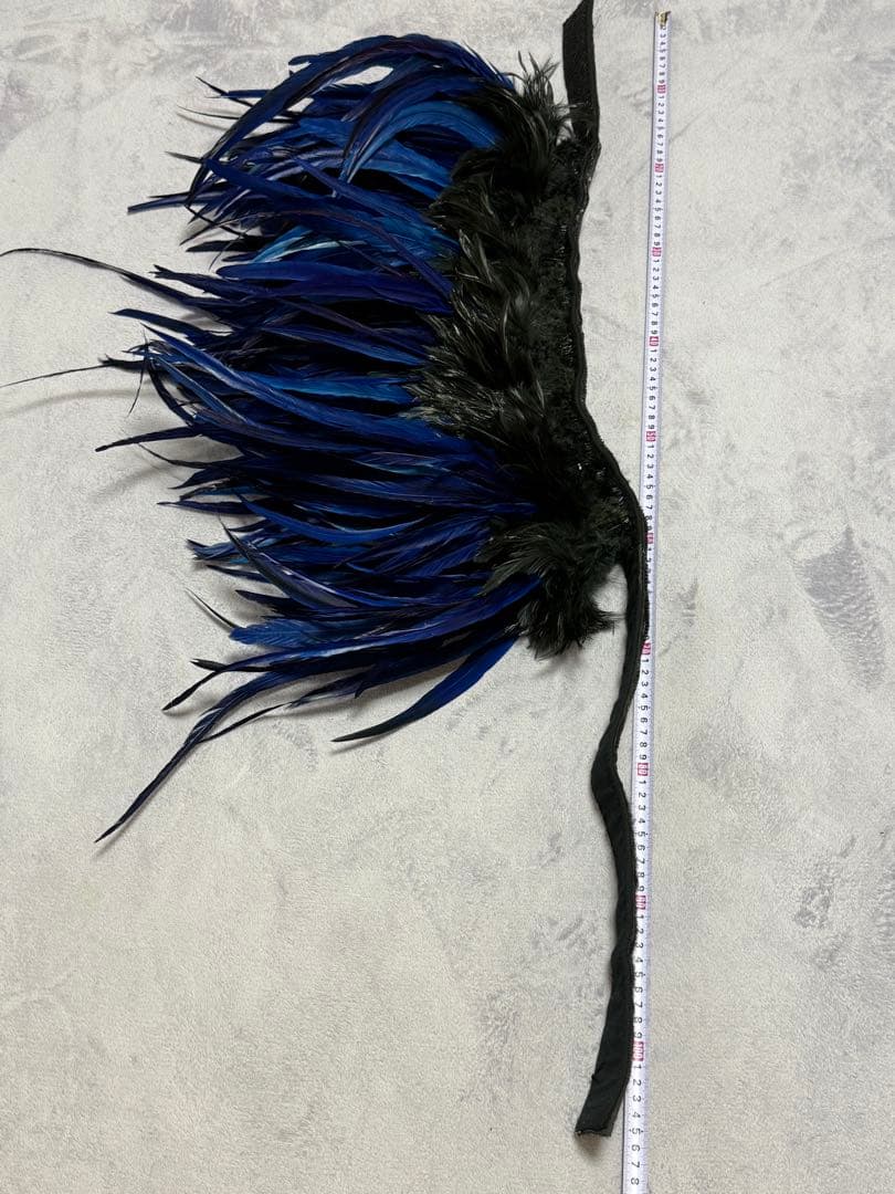 タヒチアンダンス羽根ヒップベルトブルー黒衣装