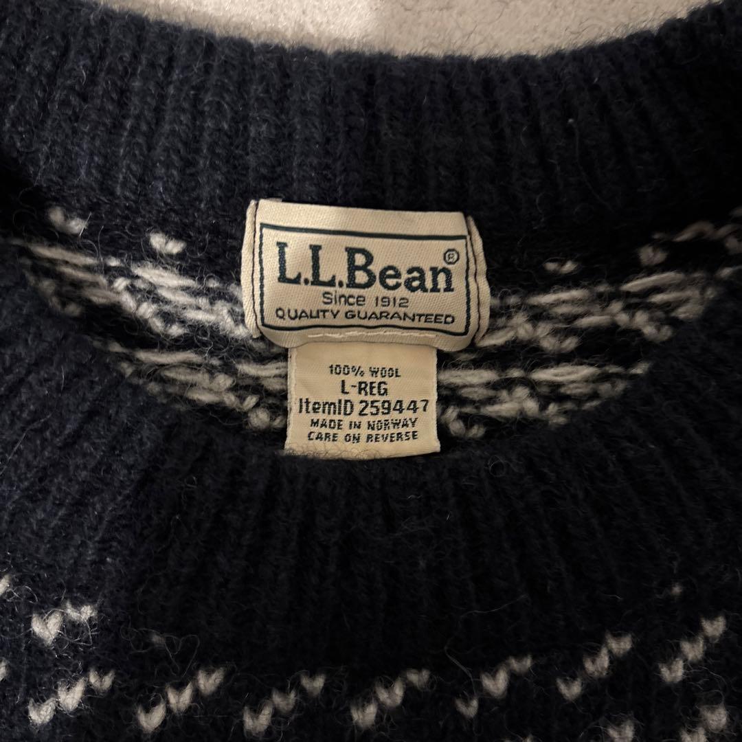 L.L.Bean バーズアイニット 90s 00s ネイビー ノルウェー製 古着