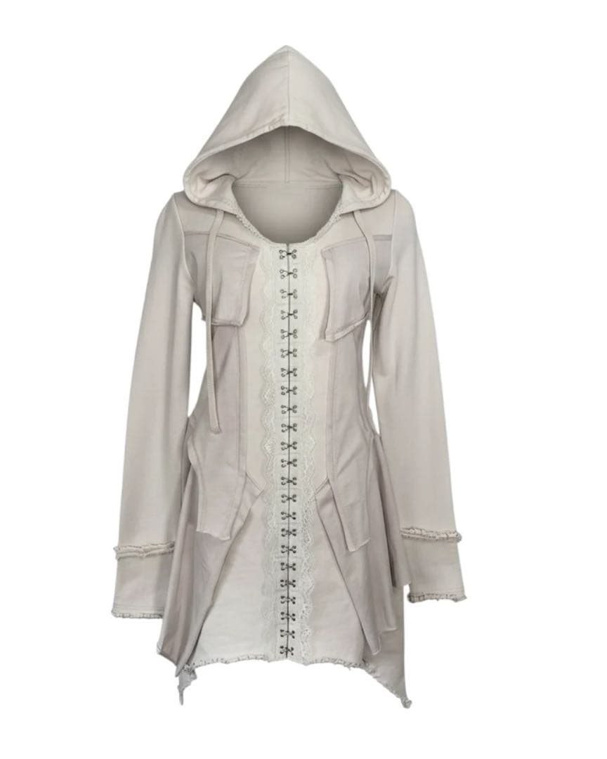 cult tokyo】フード付きレースアップミニワンピース