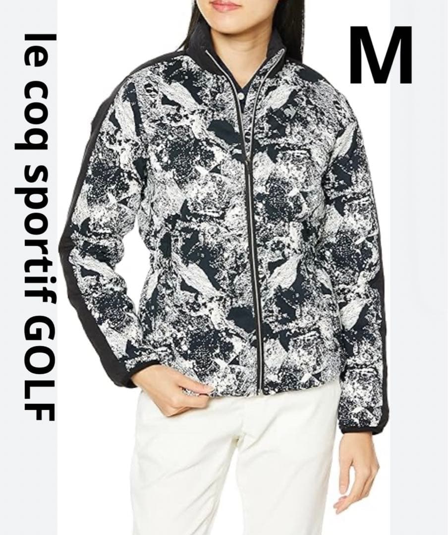le coq sportif GOLFルコックゴルフウエア　ダウンジャケット黒M ルコック ダウンジャケット ブルー×黒 サイド・袖下ストレッチ 軽量