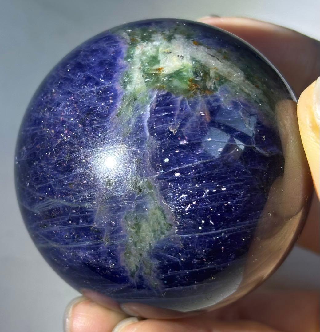 《大型アイオライト》深藍の奥行き　存在感スフィア　丸玉　希少　ブラットショット