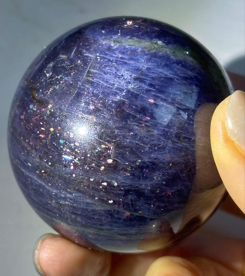 《大型アイオライト》深藍の奥行き　存在感スフィア　丸玉　希少　ブラットショット