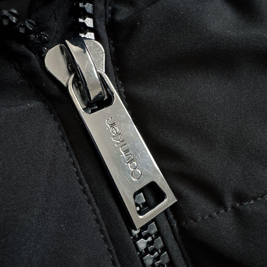 極美品 カルバンクライン 中綿 ロングコート 黒 L ファー付 ロゴ