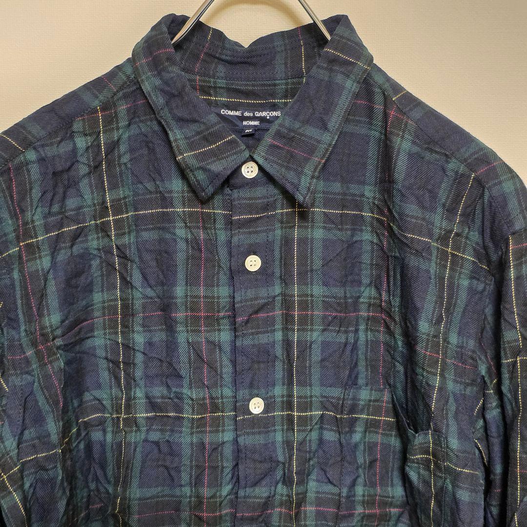 コムデギャルソンオム タータンチェック 長袖シャツ シワ加工 - メルカリ