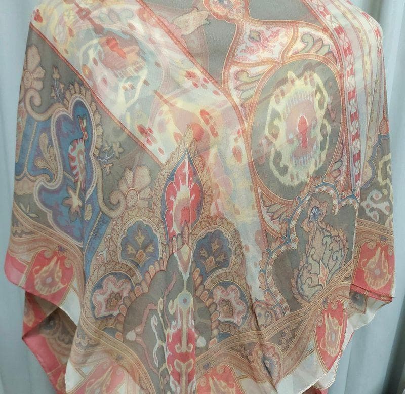 hasamiage様専用◇美品 エトロ 大判ストール シルク シフォン ショール