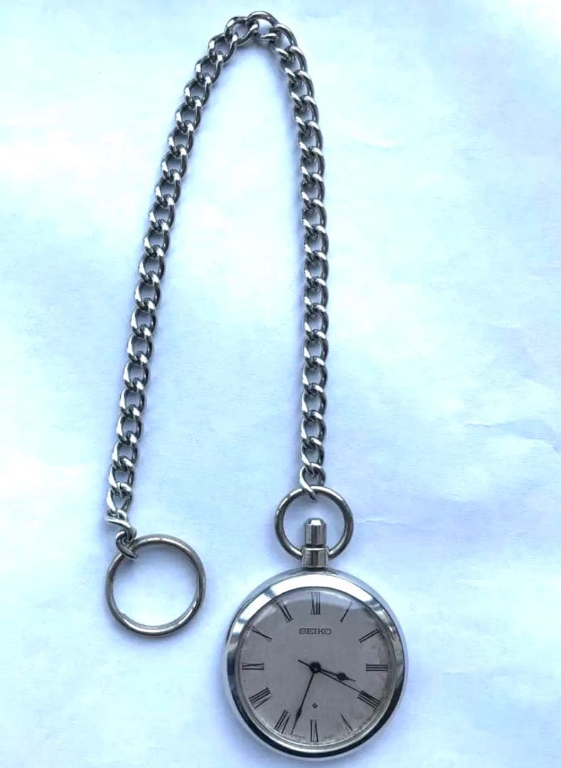 SEIKO 懐中時計 シルバー ローマ数字手巻腕時計5740-0080