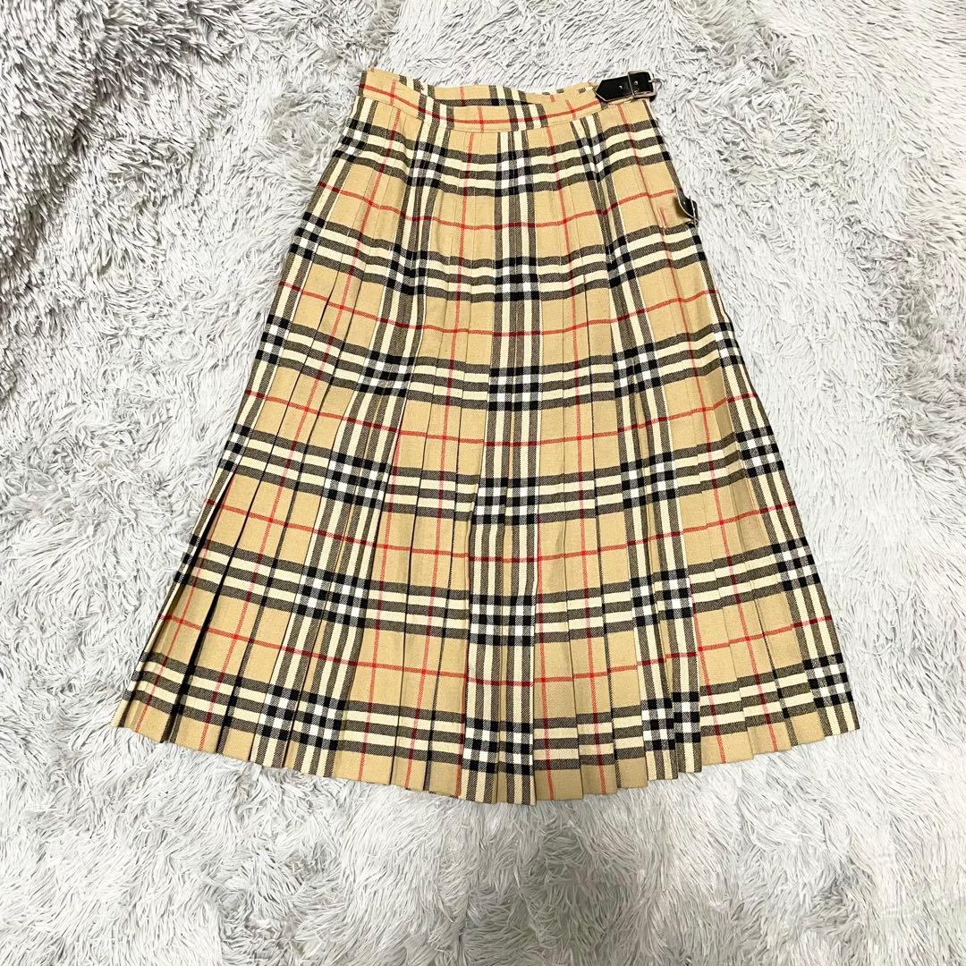 バーバリー ノバチェック ラップスカート プリーツ Mサイズ 英国製