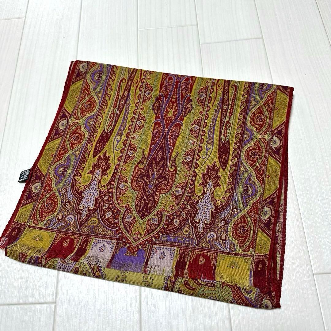 ETRO エトロ ペイズリー柄 スカーフ ショール 絹 シルク ウール silk