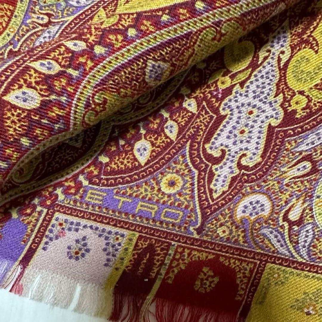 ETRO エトロ ペイズリー柄 スカーフ ショール 絹 シルク ウール silk