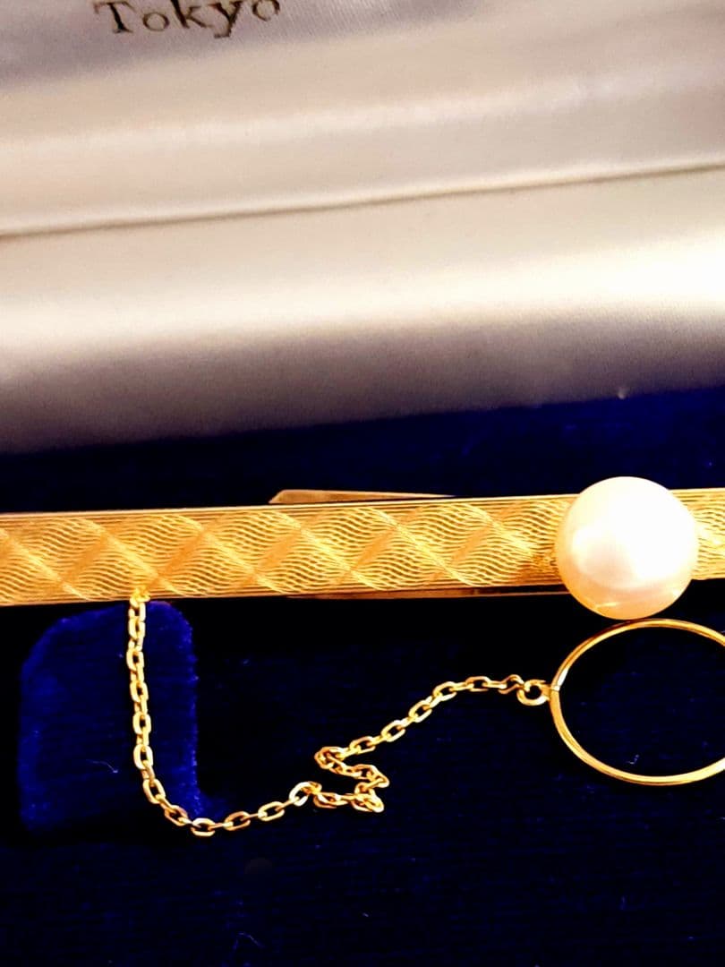 K18 Tokumaru Pearl 真珠付きネクタイピン 4.9g