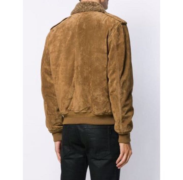 サンローランムートン46スエードレザーボンバーブルゾンライダース