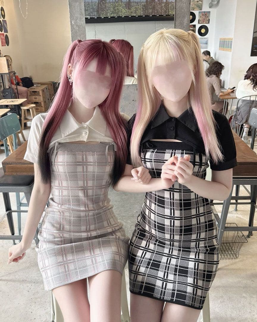 honey mew checkアンサンブルワンピース - メルカリ