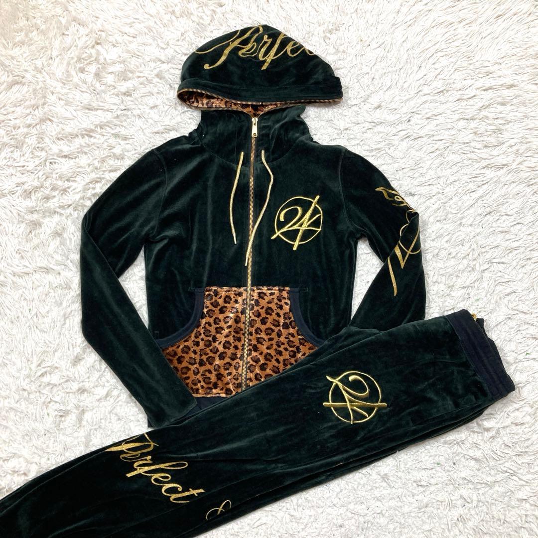 美品 限定品！24カラッツ ベロア ジャージ セットアップ ヒョウ柄 XS