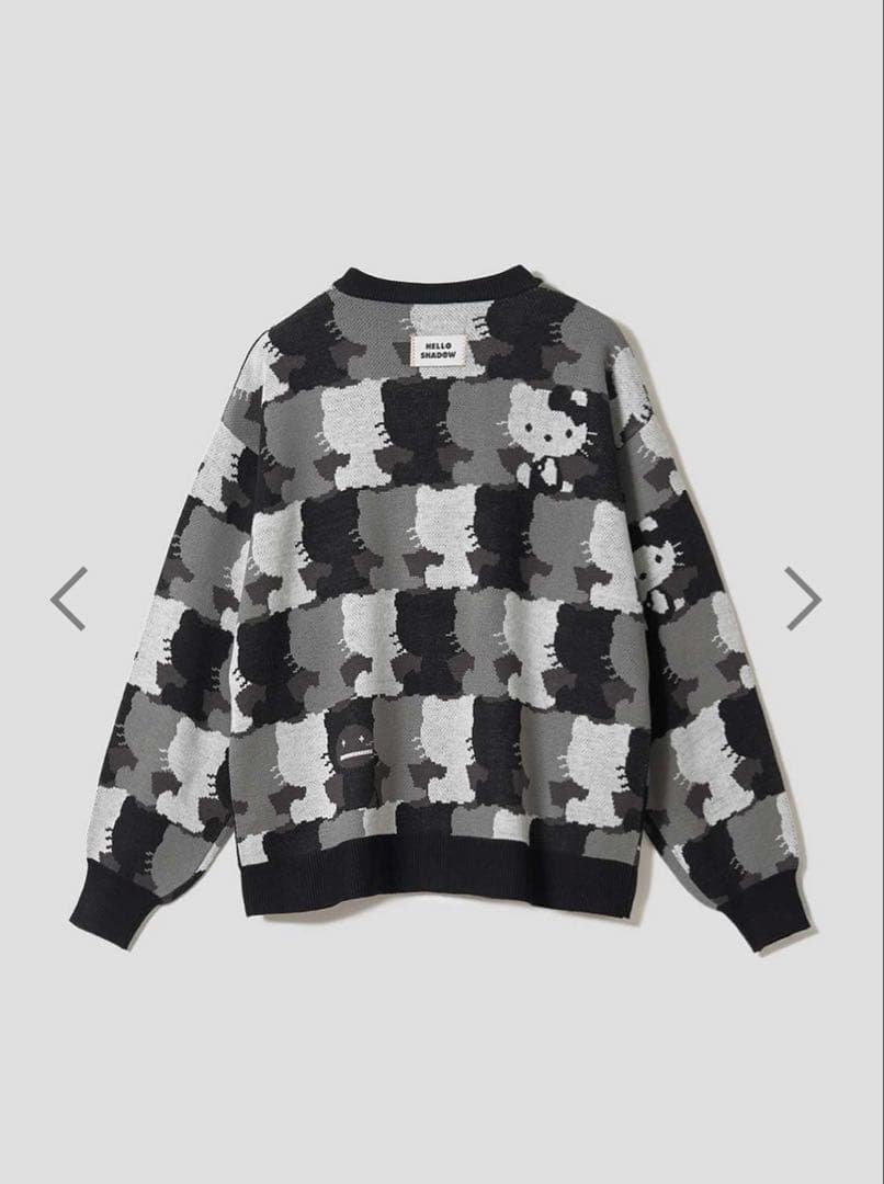 キティ シルエットパターン｜ジャカードVネックカーディガン グラニフ