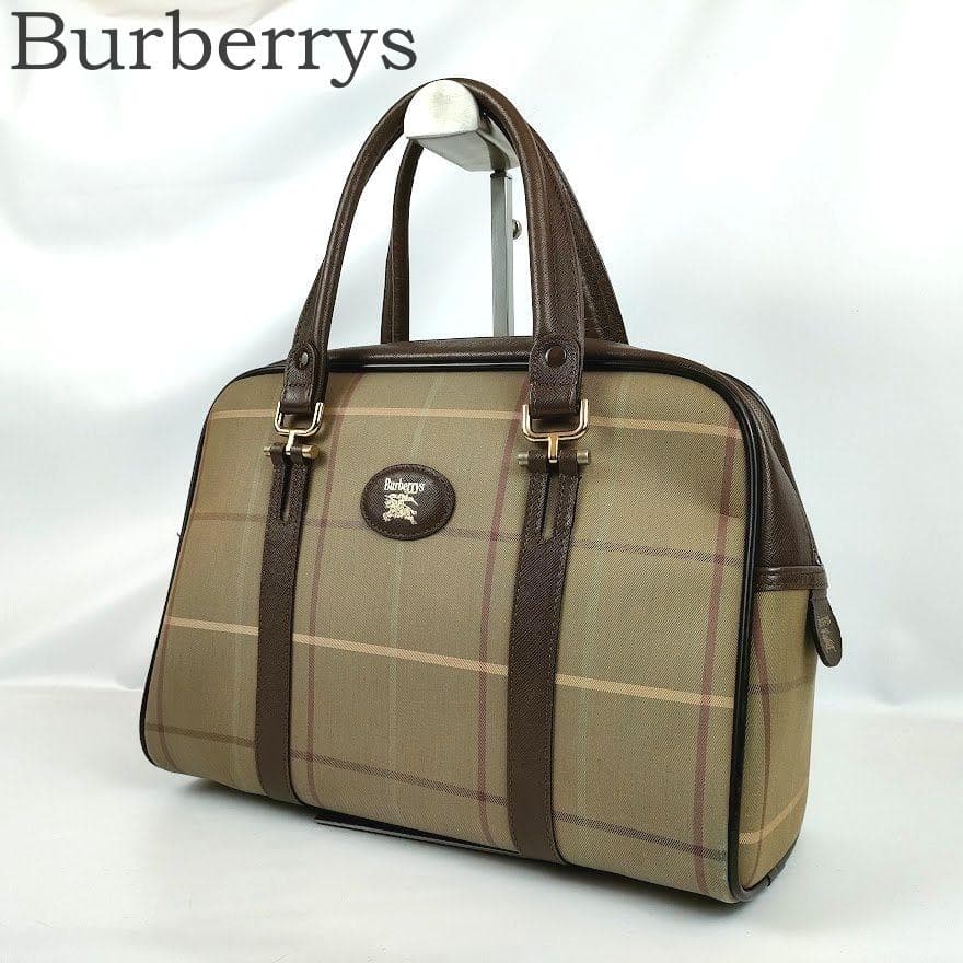 大容量】burberrys ボストンバッグ 旅行鞄 鍵付き チェック 玉虫色