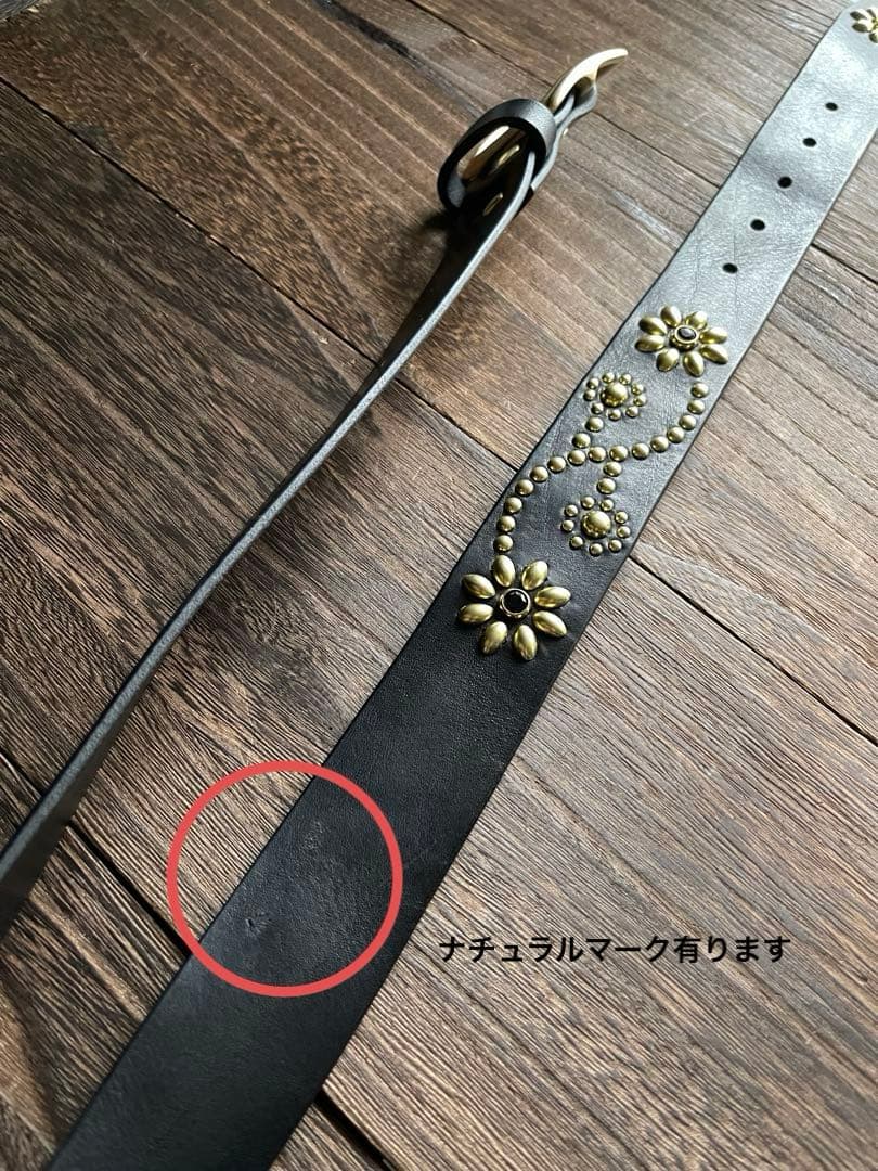 ディッキーズ874専用スタッズベルト 真鍮フラワーミッスーリ HTC CALEE