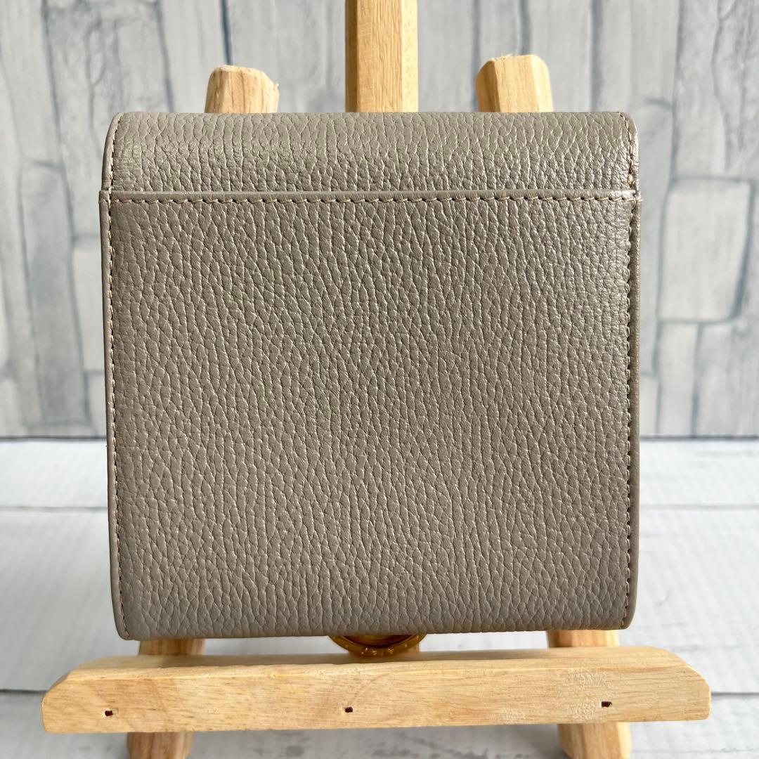 未使用】アタオ ATAO ロトロ 二つ折財布 レザー グレージュ 金具 多