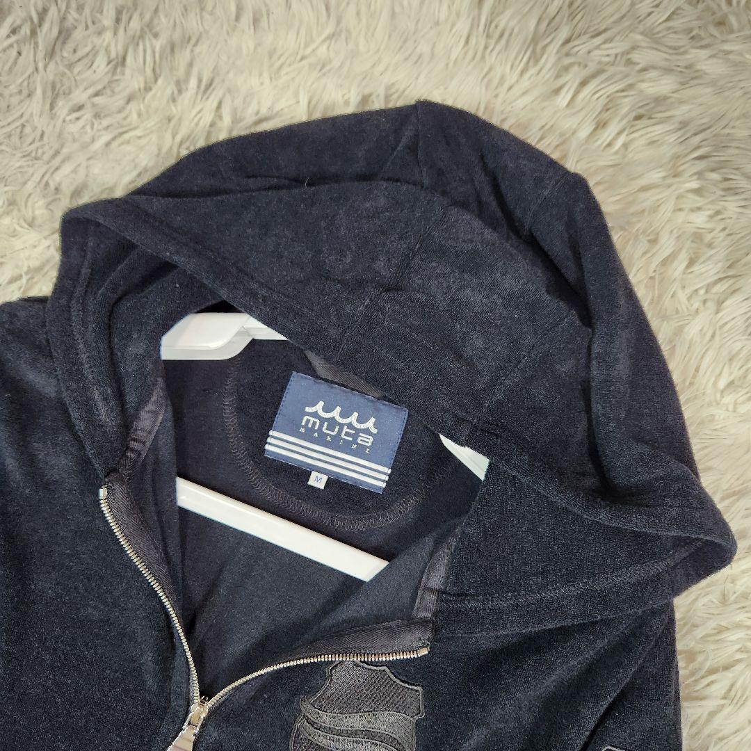 ムータマリン セットアップ ジャケット ダブルジップ ロゴ 刺繍 ベロア