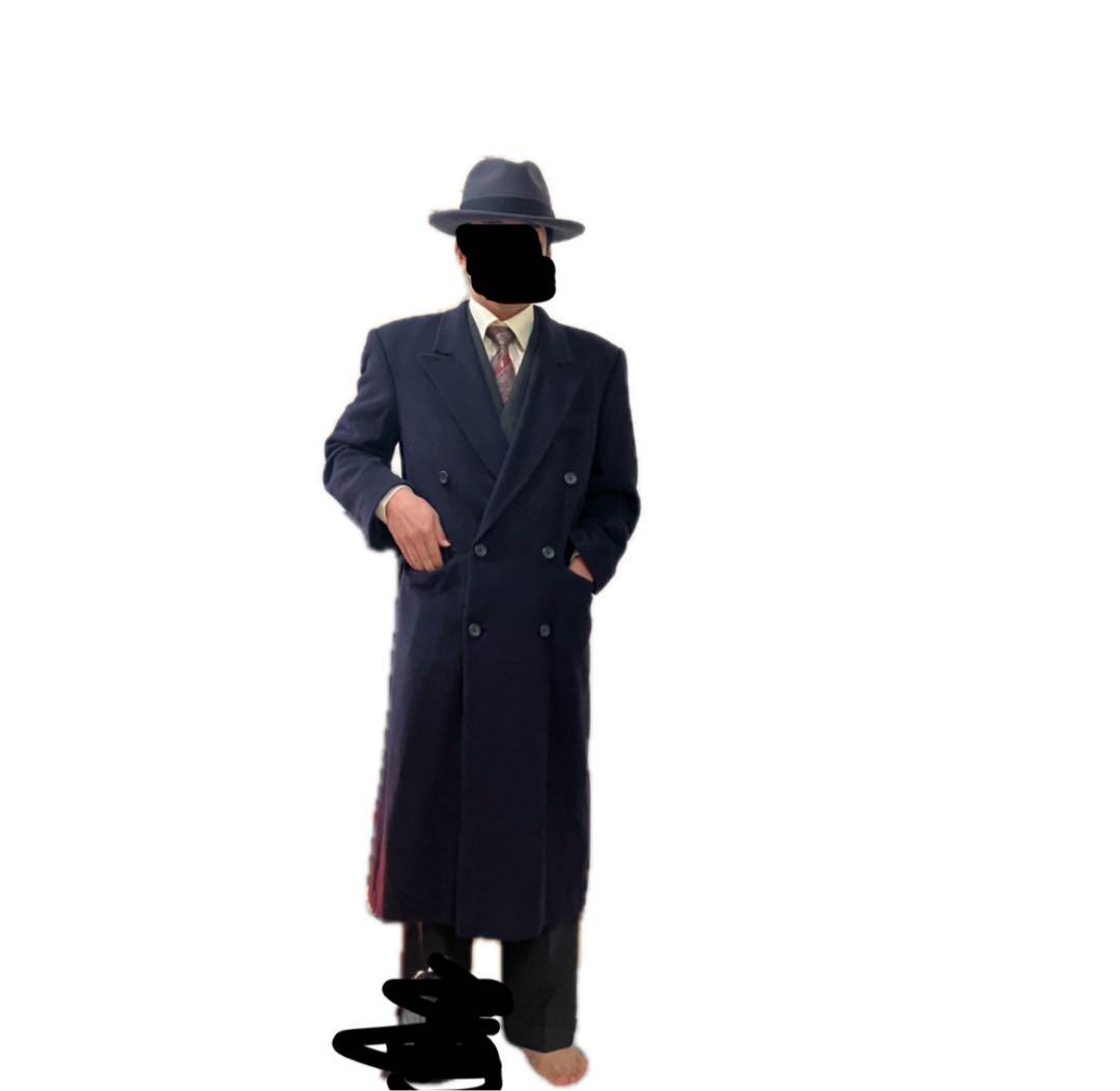 希少】ダブルチェスターコート カシミヤ100% マキシ丈 Lサイズ