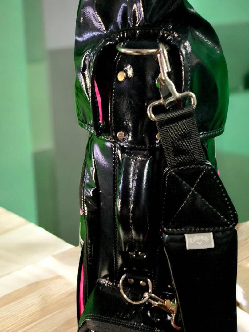 松田幸司/　Callaway 高級エナメルキャディバッグ ブラック・ピンク